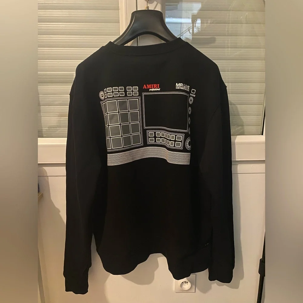 Like new Amiri Men's Black Drum Machine Crewneck Jumper sweater size XL - Picture 2 of 5
